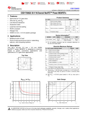 CSD17308Q3 数据手册首页