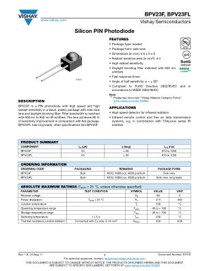 BPV23F datasheet cover page