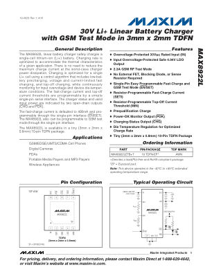 MAX8922L datasheet cover page