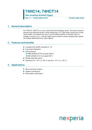 74HCT14DB datasheet cover page