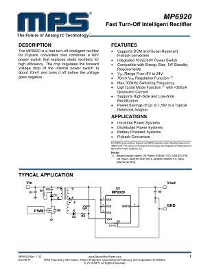 MP6920 datasheet cover page