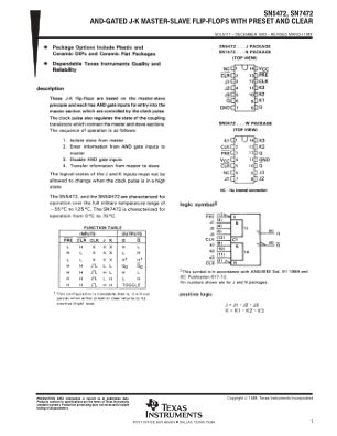 SN5472 datasheet cover page