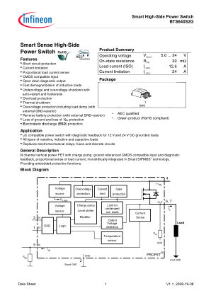 BTS640S2G 数据手册首页