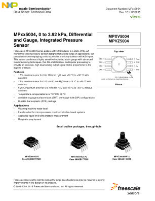 MPXV5004G 数据手册首页