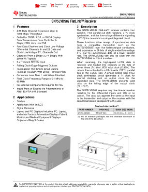 SN75LVDS82 datasheet cover page