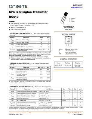 BC517-D74Z 数据手册首页