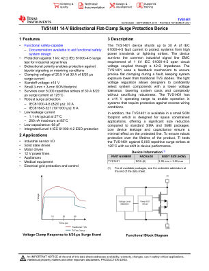 TVS1401 datasheet cover page
