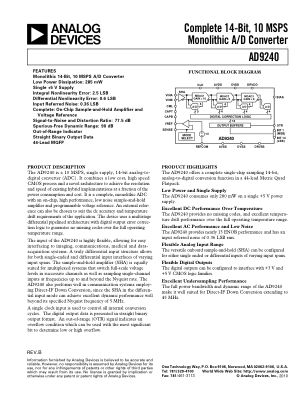 AD9240 数据手册首页