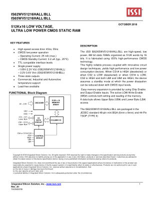 IS62WV51216HBLL-45TLI datasheet cover page