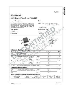 FDD6690A datasheet cover page
