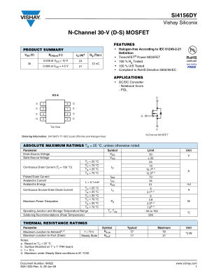 SI4156DY 数据手册首页