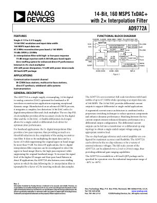AD9772A 数据手册首页