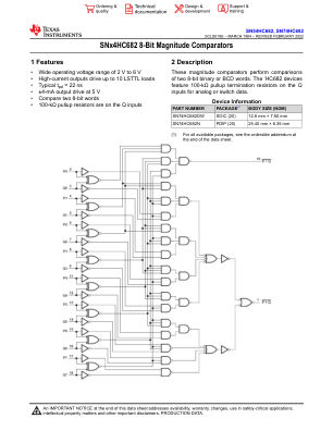 SN74HC682 数据手册首页