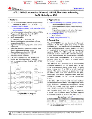 ADS131B04-Q1 datasheet cover page
