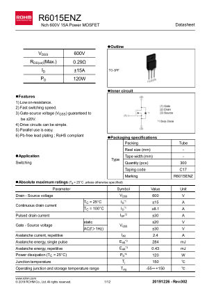 R6015ENZ 数据手册首页