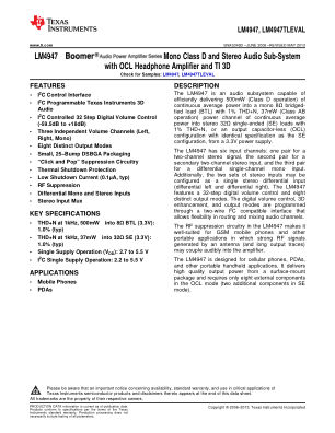 LM4947 数据手册首页