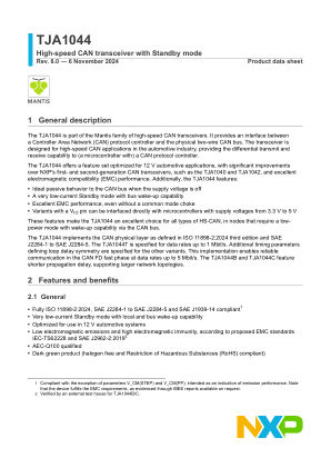 TJA1044 datasheet cover page