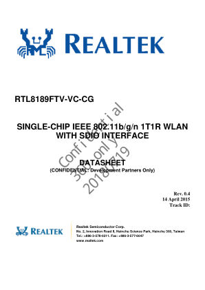 RTL8189FTV-VC-CG datasheet cover page