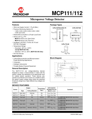 MCP111T-475E 数据手册首页