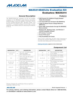 MAX5214DACLITE 数据手册首页