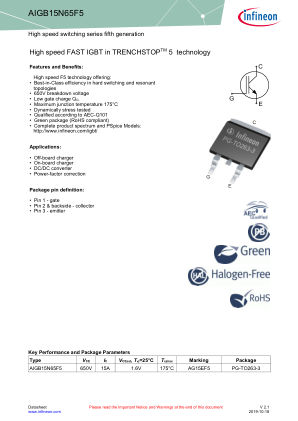 AIGB15N65F5 datasheet cover page