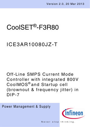 ICE3AR10080JZ-T datasheet cover page
