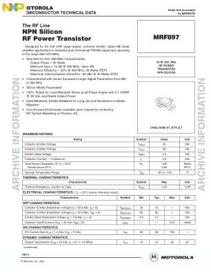 MRF897 数据手册首页