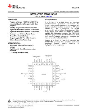 TRF371135 datasheet cover page