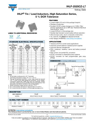 IHLP-2525CZ-L7 datasheet cover page
