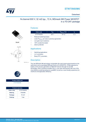 STW75N60M6 datasheet cover page