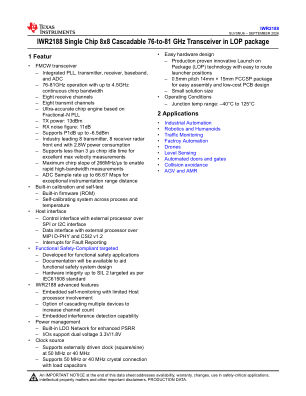 IWR2188 datasheet cover page