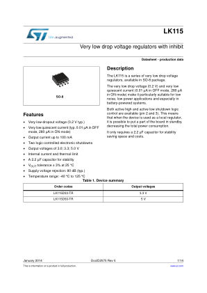 LK115 datasheet cover page
