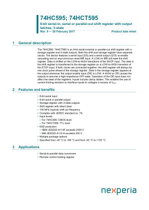 74HCT595D datasheet cover page