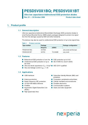 PESD5V0X1BQ datasheet cover page