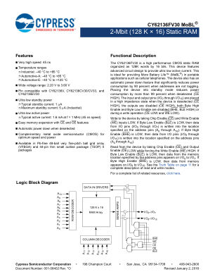 CY62136FV30 datasheet cover page