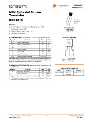 KSC1815 datasheet cover page