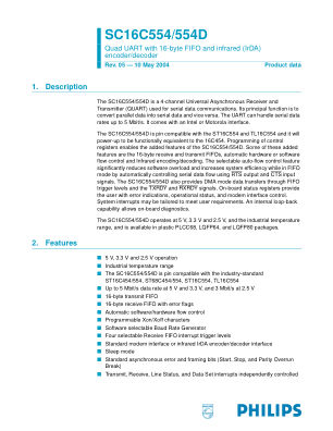 SC16C554 datasheet cover page