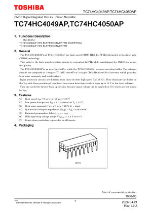 TC74HC4050AP datasheet cover page