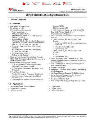 MSP430F6459-HIREL datasheet cover page