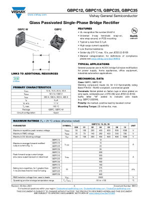 GBPC12 datasheet cover page
