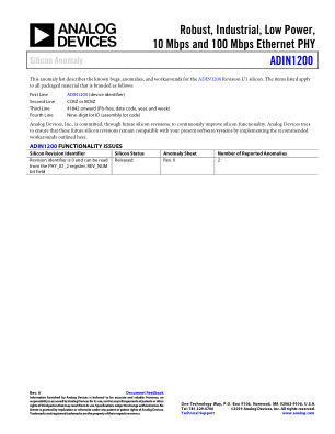 ADIN1200-SILICON-ANOMALY 数据手册首页