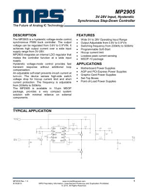 MP2905 datasheet cover page
