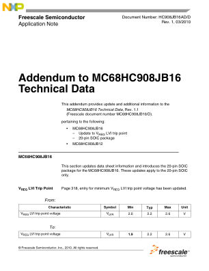 HC908JB16AD 数据手册首页