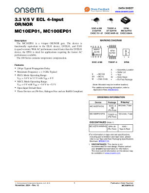 MC10EP01 数据手册首页