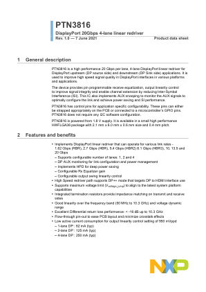 PTN3816 datasheet cover page
