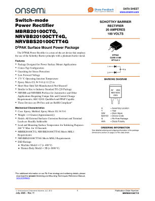 MBRB20100CT datasheet cover page