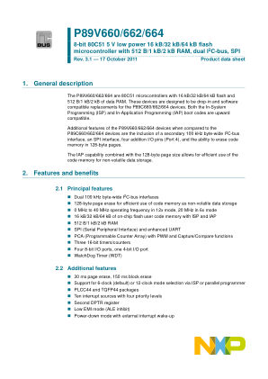 P89V660 datasheet cover page
