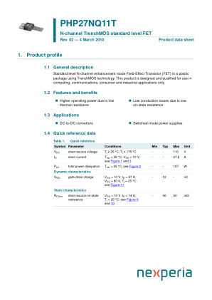 PHP27NQ11T datasheet cover page