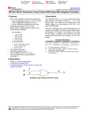SN74LV1T02-Q1 数据手册首页