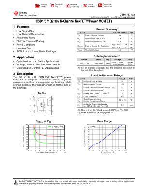CSD17571Q2 datasheet cover page